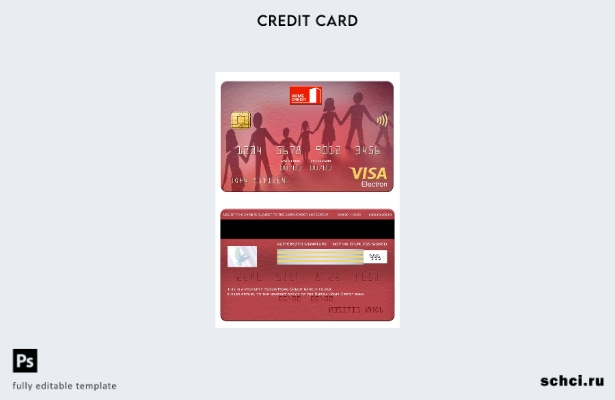 скачать цифровую версию шаблона электронной карты Visa банка Россия Хоум Кредит